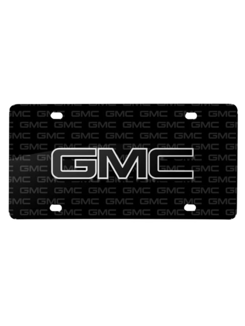 GMC Black Inlay 3D Logo on Logo Pattern Black Aluminum License Plate